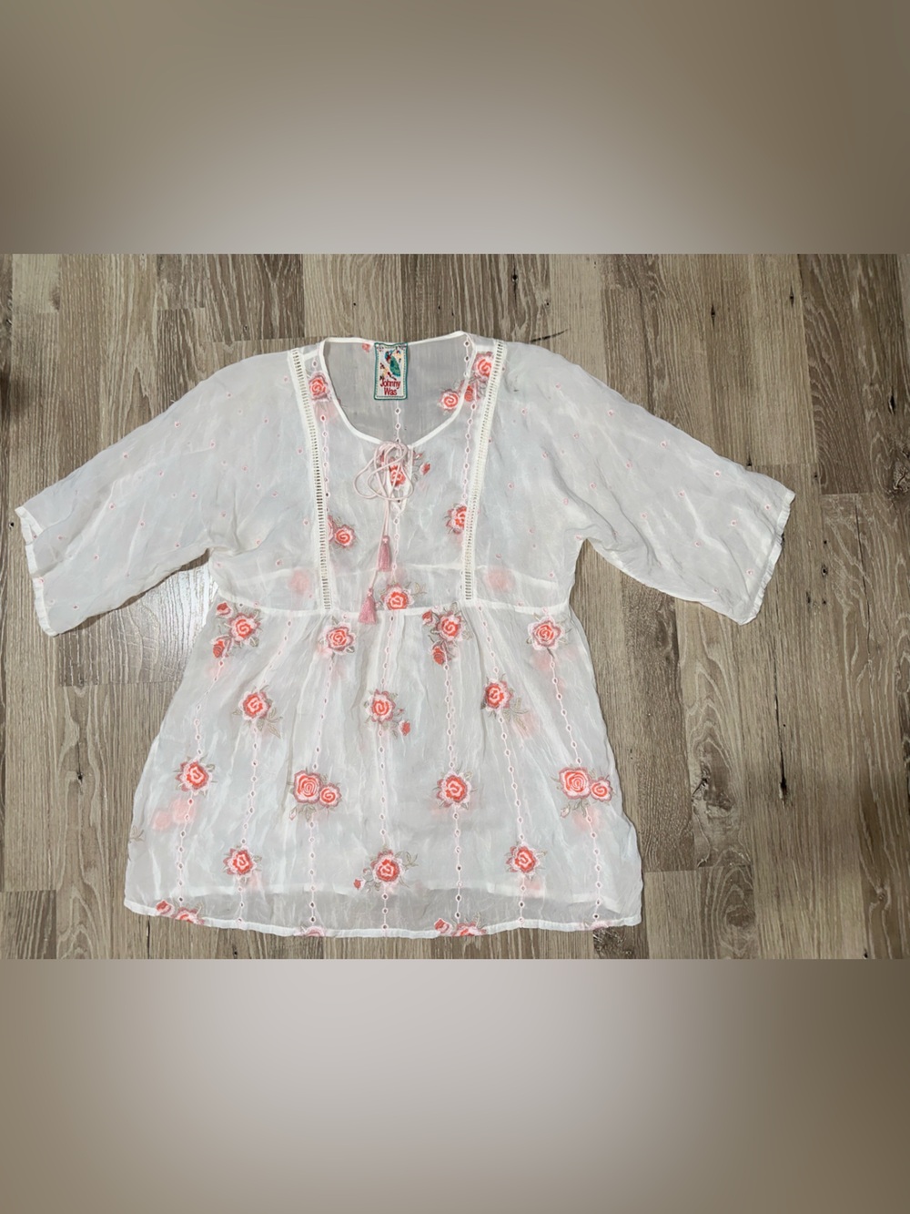 Johnny Was Nova tassel white embroidered top in size Small. - Picture 8 of 10